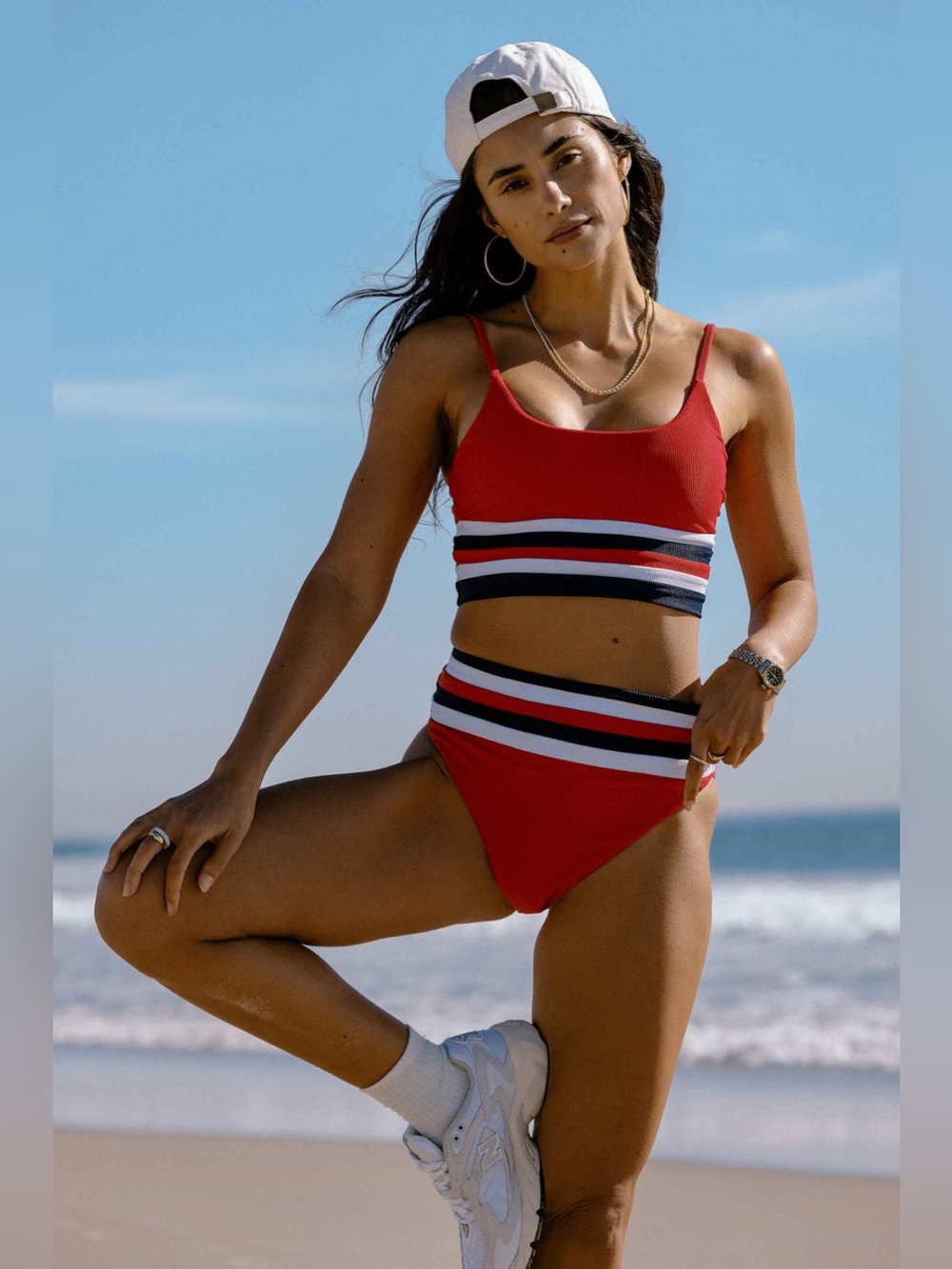 New! Beach Riot SET Mae Millie Bikini Americana Colorblock M 3413